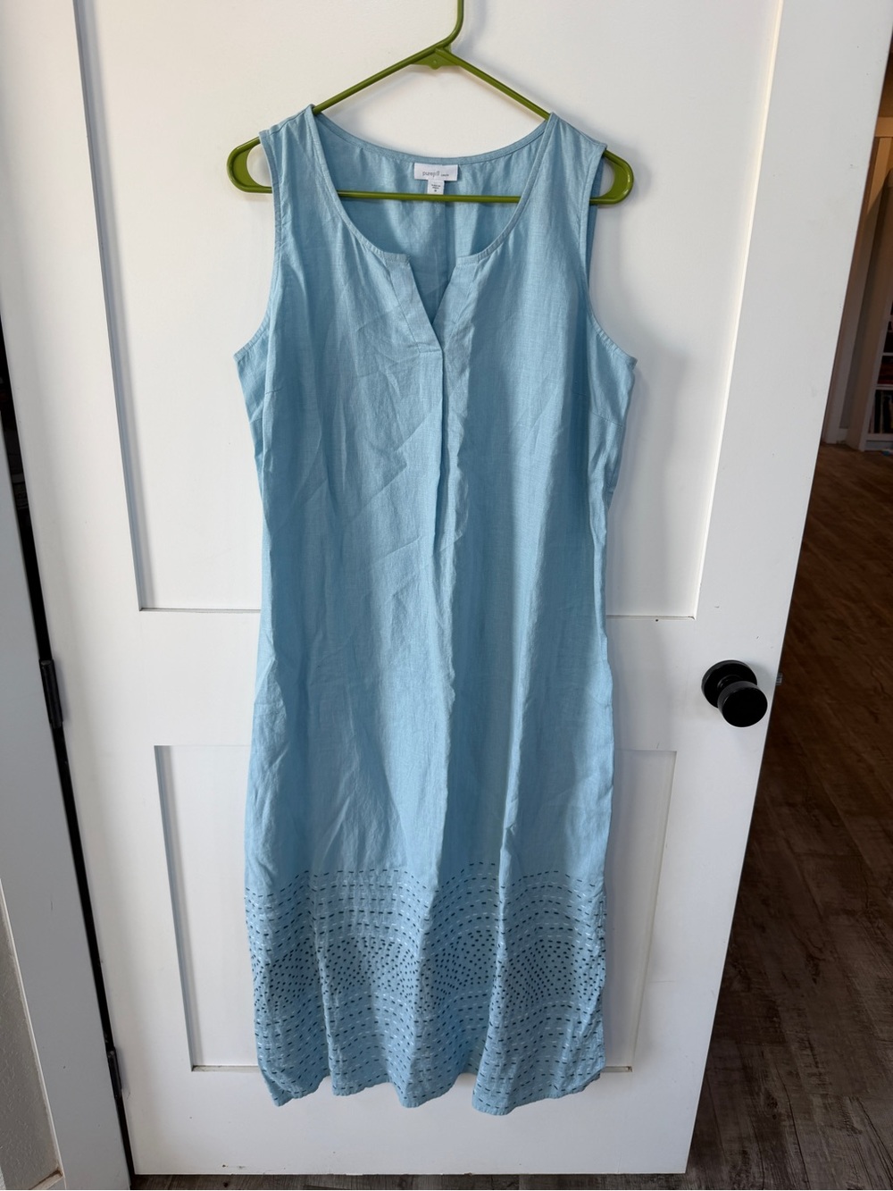Pure Jill medium Sleeveless Light Blue linen maxi Dress